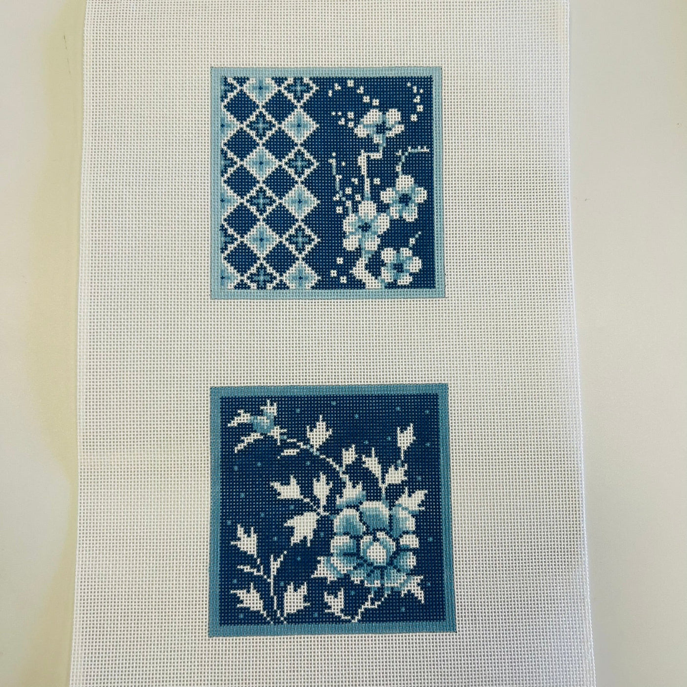 Imari Blues and White Coasters needlepoint canvas - Bargello Needlepoint