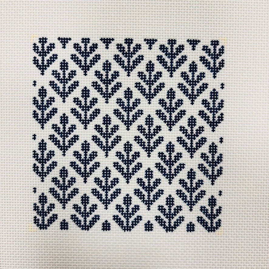 Indigo Ivy Coaster/Insert needlepoint canvas - Bargello Needlepoint