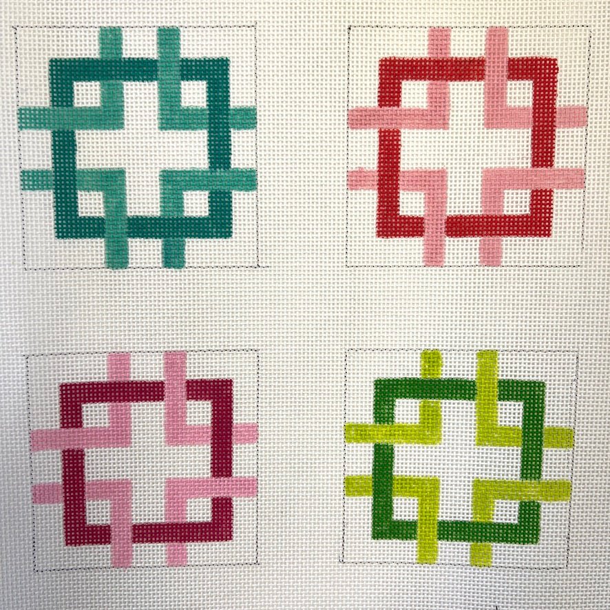 Interlocking Squares Coasters needlepoint canvas - Bargello Needlepoint