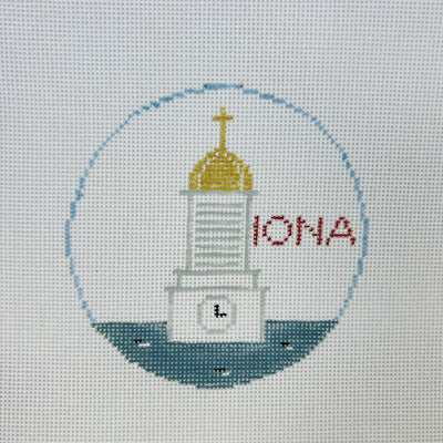 Iona College Round Ornament needlepoint canvas - Bargello Needlepoint