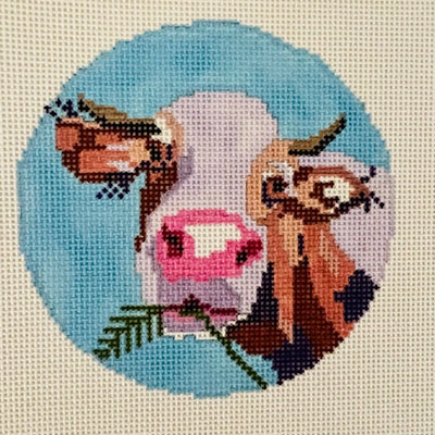 Iris the Cow Ornament needlepoint canvas - Bargello Needlepoint