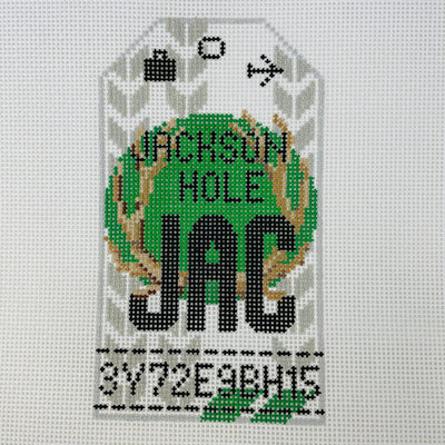 Jackson Hole JAC Travel Tag needlepoint canvas - Bargello Needlepoint