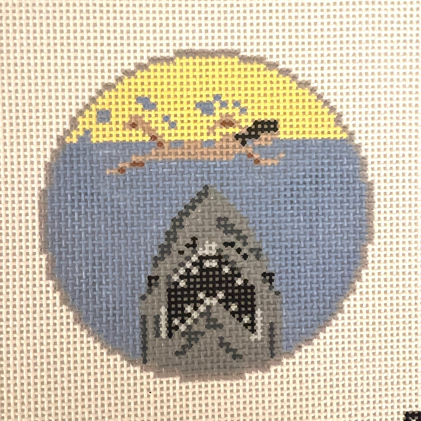 Jaws Poster Ornament needlepoint canvas - Bargello Needlepoint