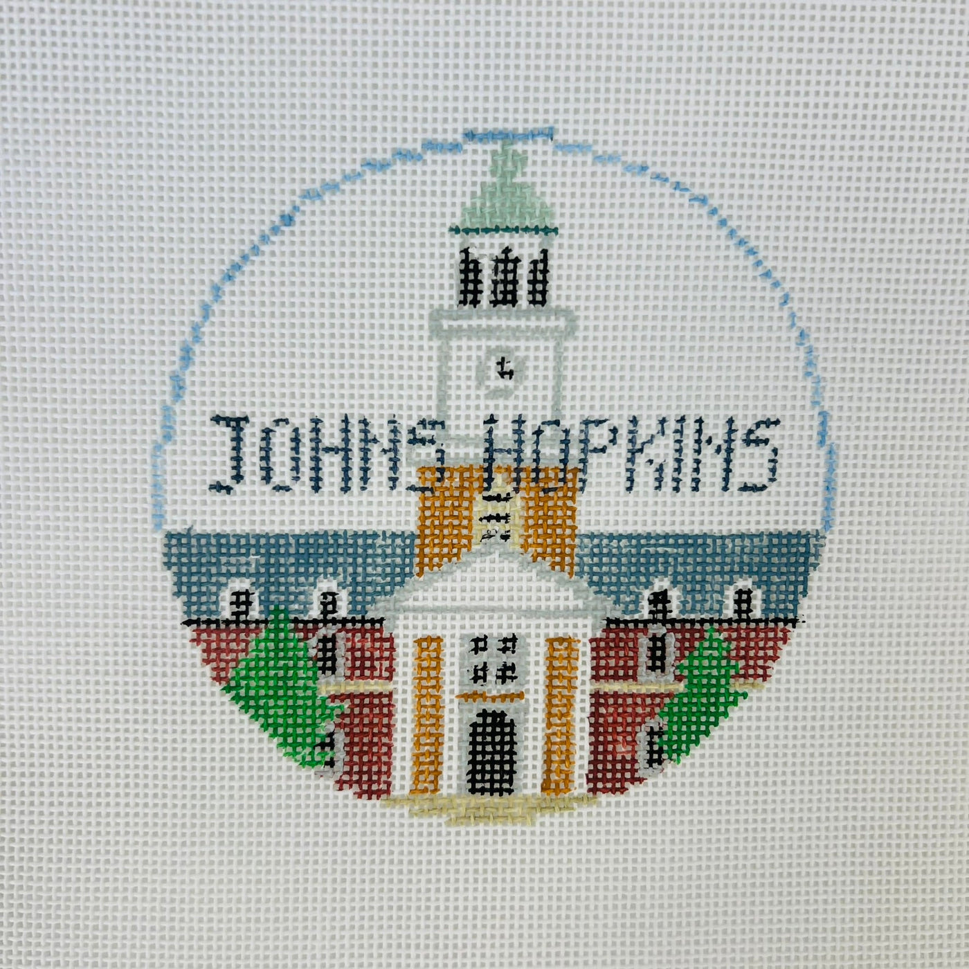 Johns Hopkins University Round Ornament needlepoint canvas - Bargello Needlepoint