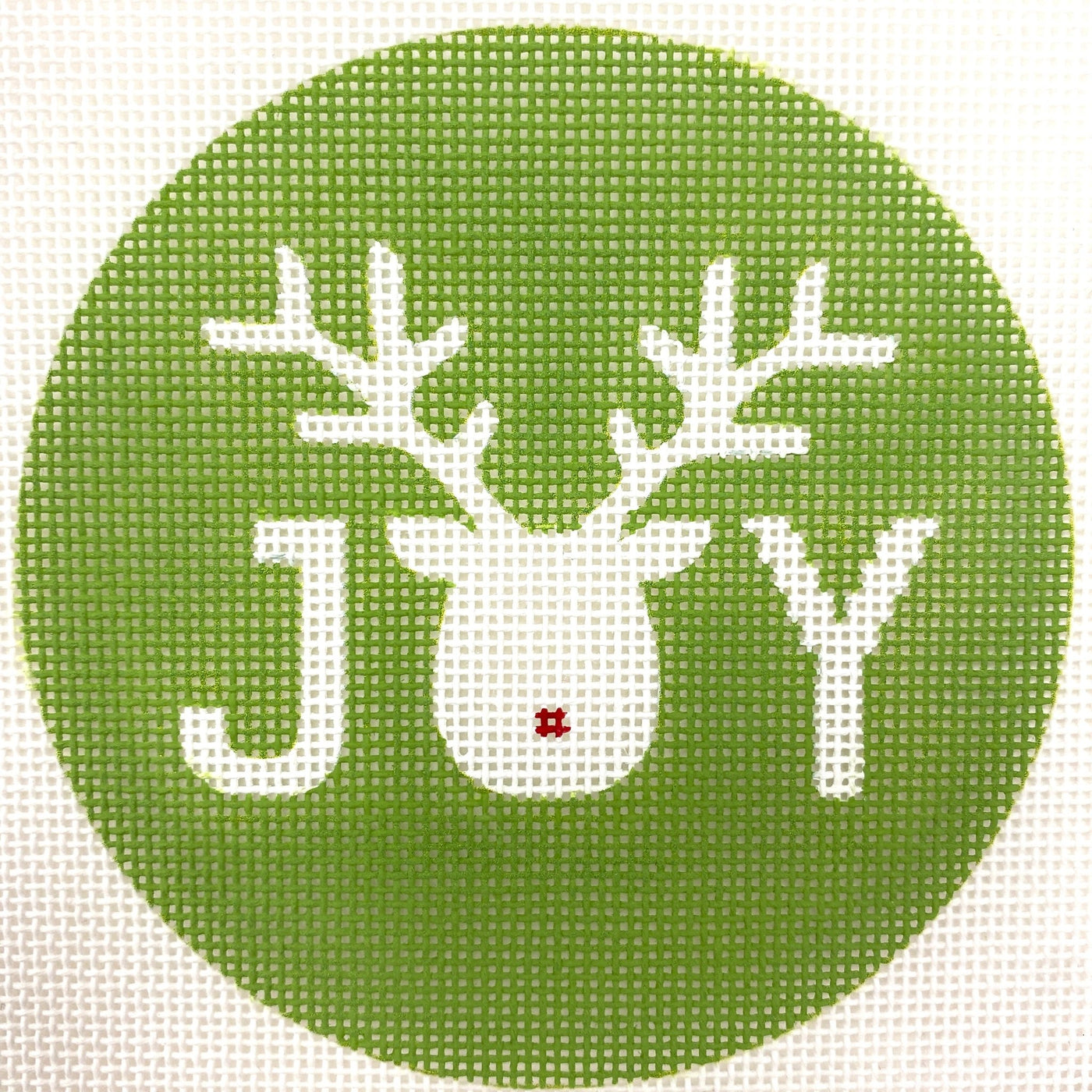 Joy Reindeer Ornament needlepoint canvas - Bargello Needlepoint