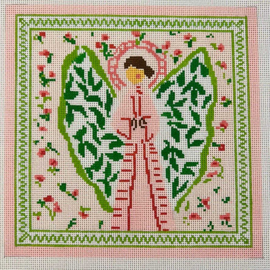 Joyful Angel, Pink needlepoint canvas - Bargello Needlepoint