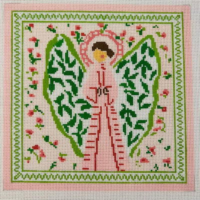 Joyful Angel, Pink needlepoint canvas - Bargello Needlepoint