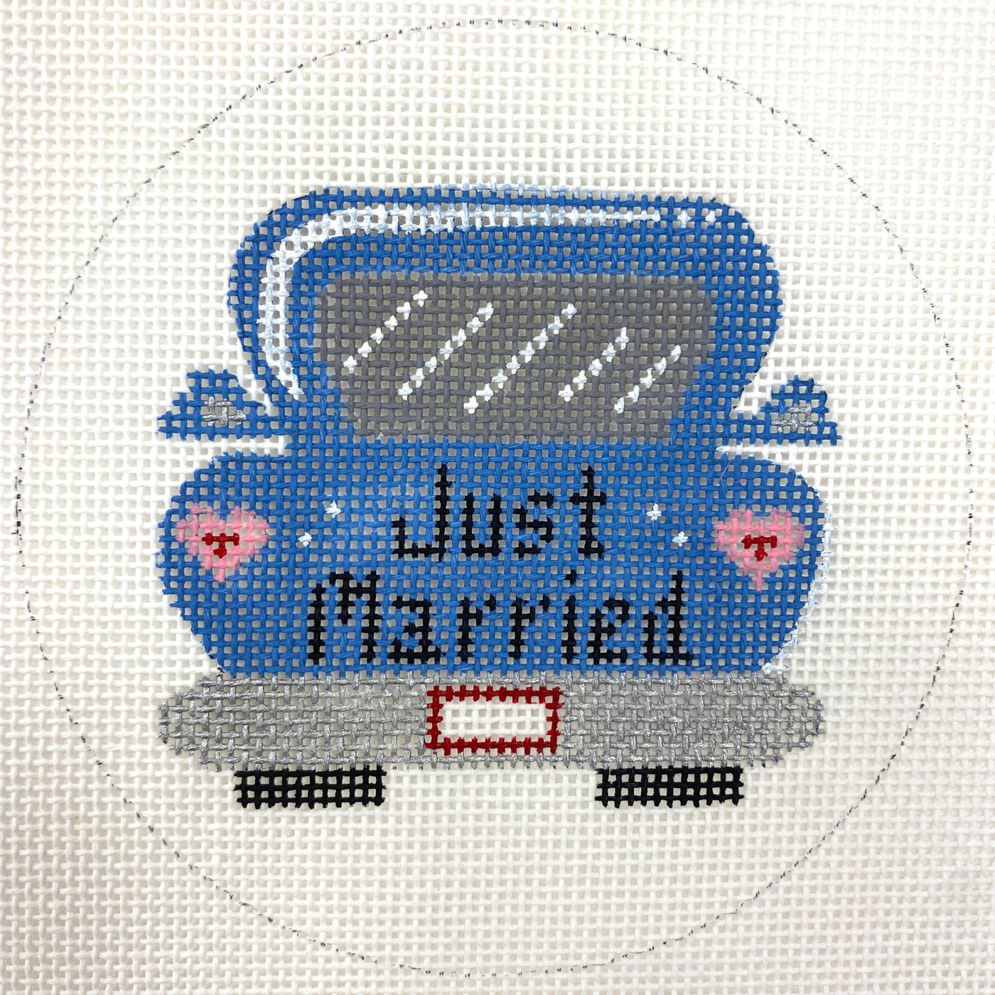 Just Married Car Ornament needlepoint canvas - Bargello Needlepoint