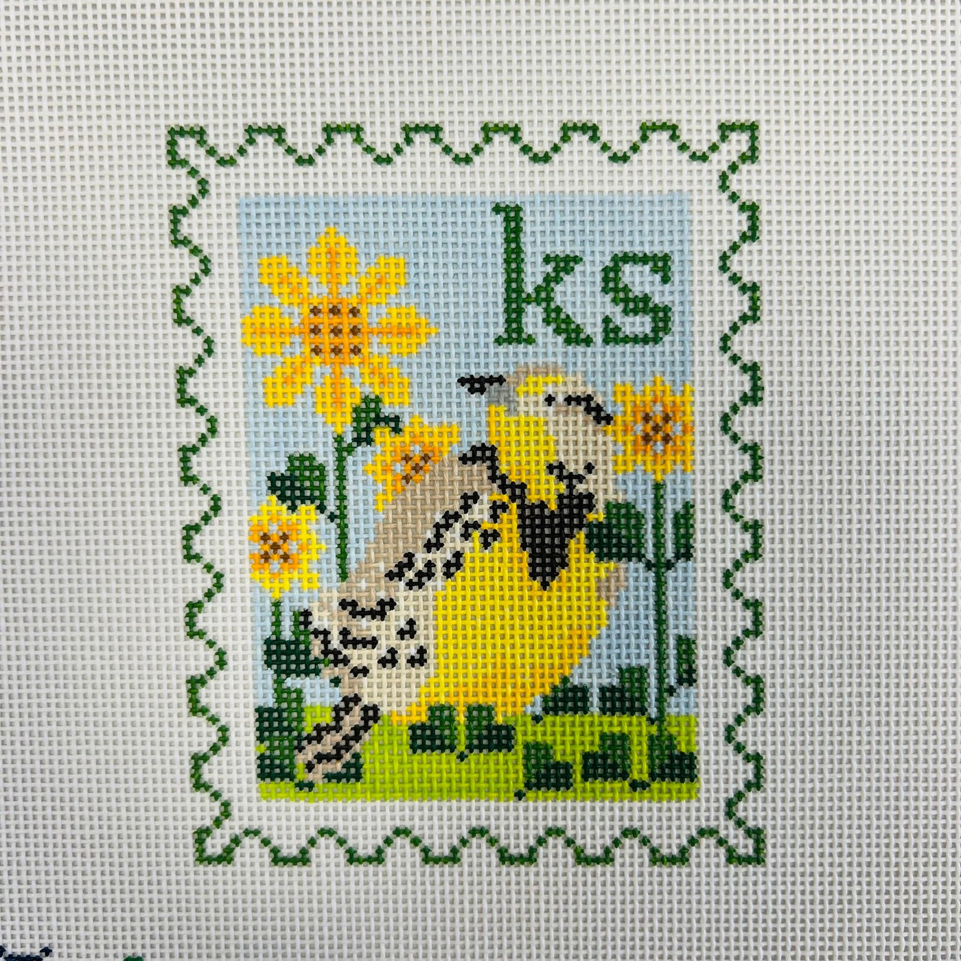 Kansas Stamp needlepoint canvas - Bargello Needlepoint