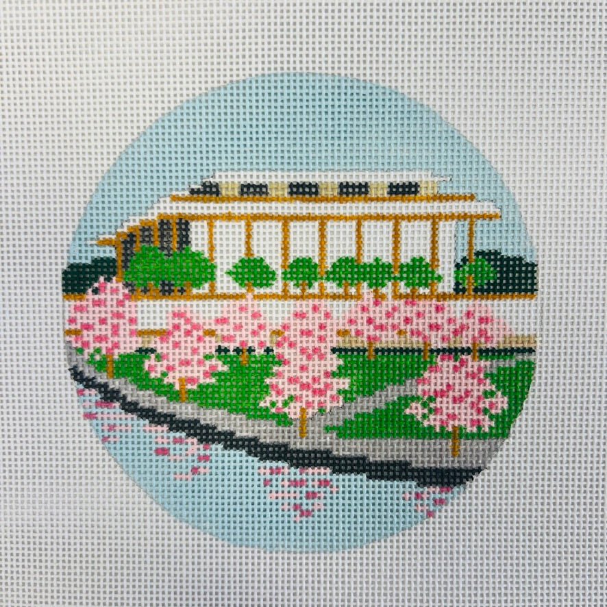 Kennedy Center with Cherry Blossoms Ornament needlepoint canvas - Bargello Needlepoint