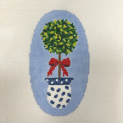 Kissing Ball Topiary Ornament needlepoint canvas - Bargello Needlepoint