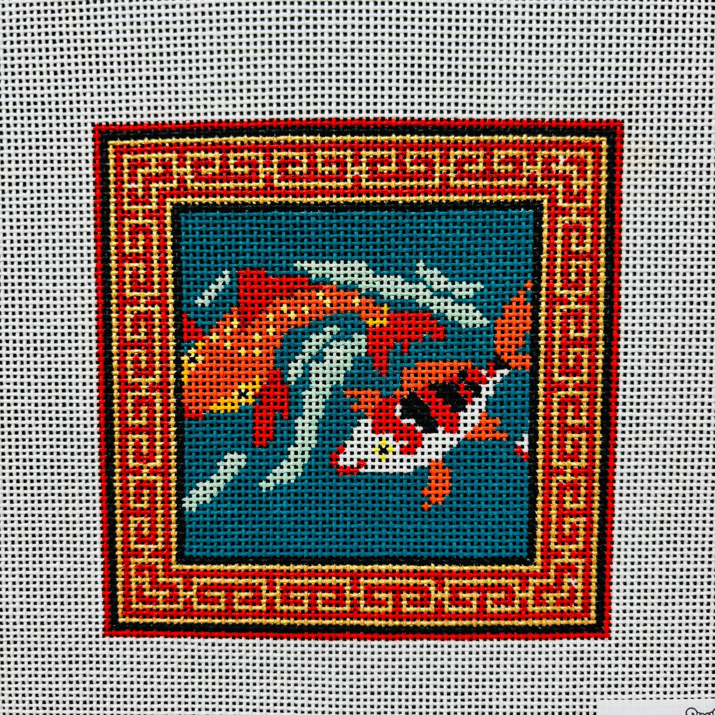 Koi Fish Coaster needlepoint canvas - Bargello Needlepoint