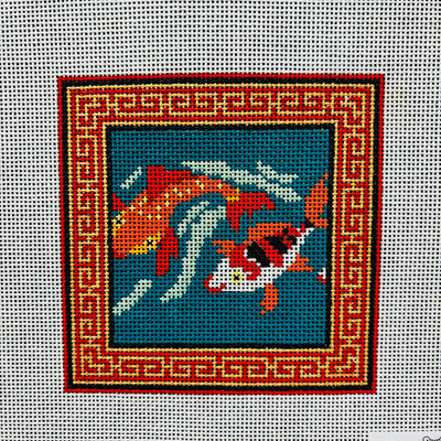 Koi Fish Coaster needlepoint canvas - Bargello Needlepoint