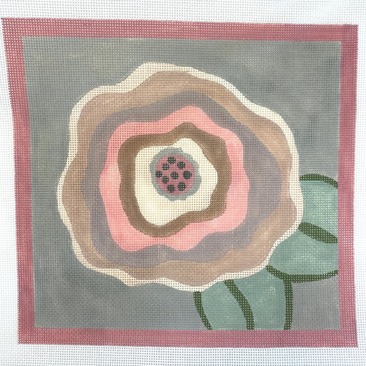 Large Pink Flower needlepoint canvas - Bargello Needlepoint