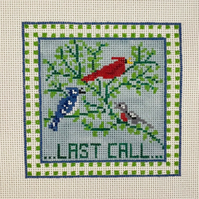 Last Call Birds Coaster needlepoint canvas - Bargello Needlepoint