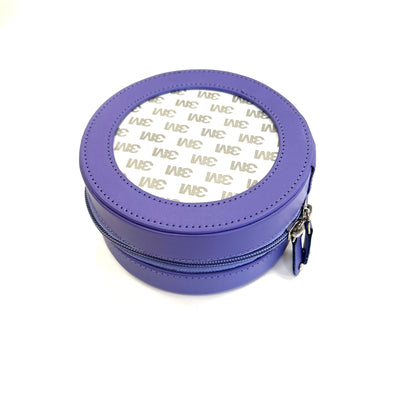 Leather 5" Round Jewelry Case with Zipper Closure needlepoint canvas - Bargello Needlepoint