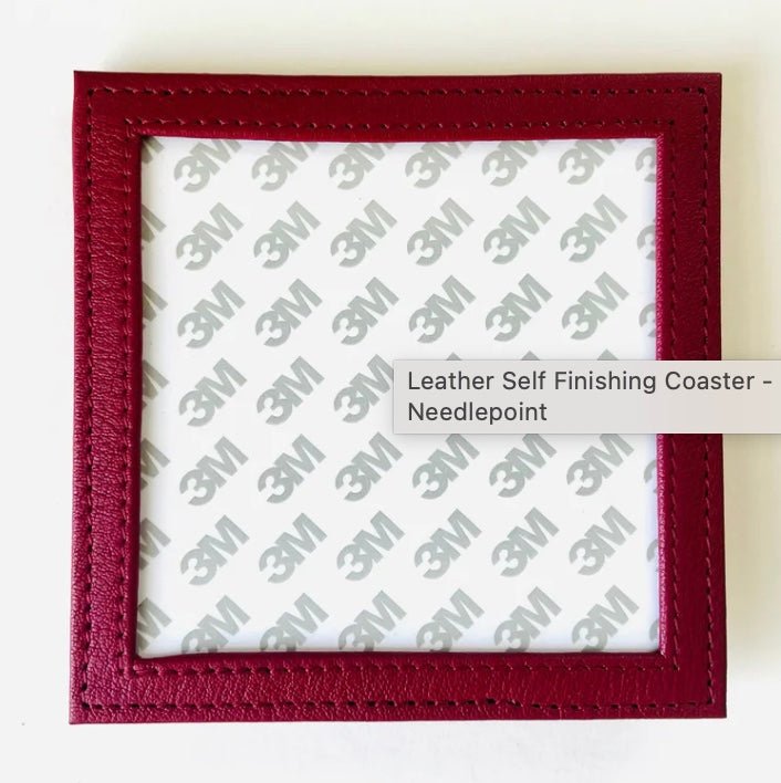 Leather Self - Finishing Coaster - Mutiple Colors Available needlepoint canvas - Bargello Needlepoint