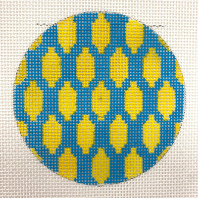 Lemons on Teal Insert needlepoint canvas - Bargello Needlepoint