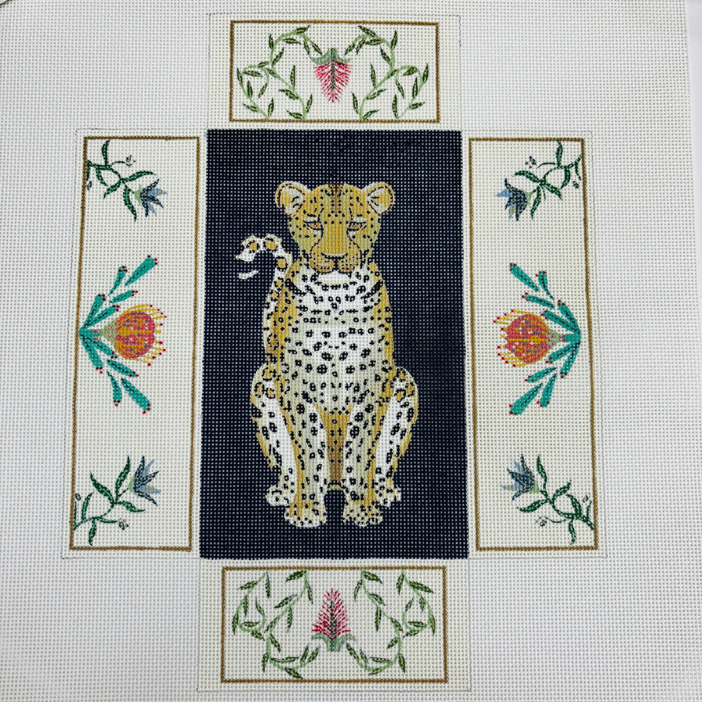 Leopard Floral Brick Cover needlepoint canvas - Bargello Needlepoint