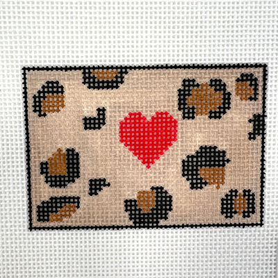 Leopard & Heart Insert needlepoint canvas - Bargello Needlepoint