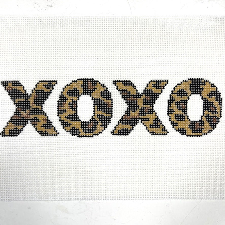 Leopard XOXO needlepoint canvas - Bargello Needlepoint