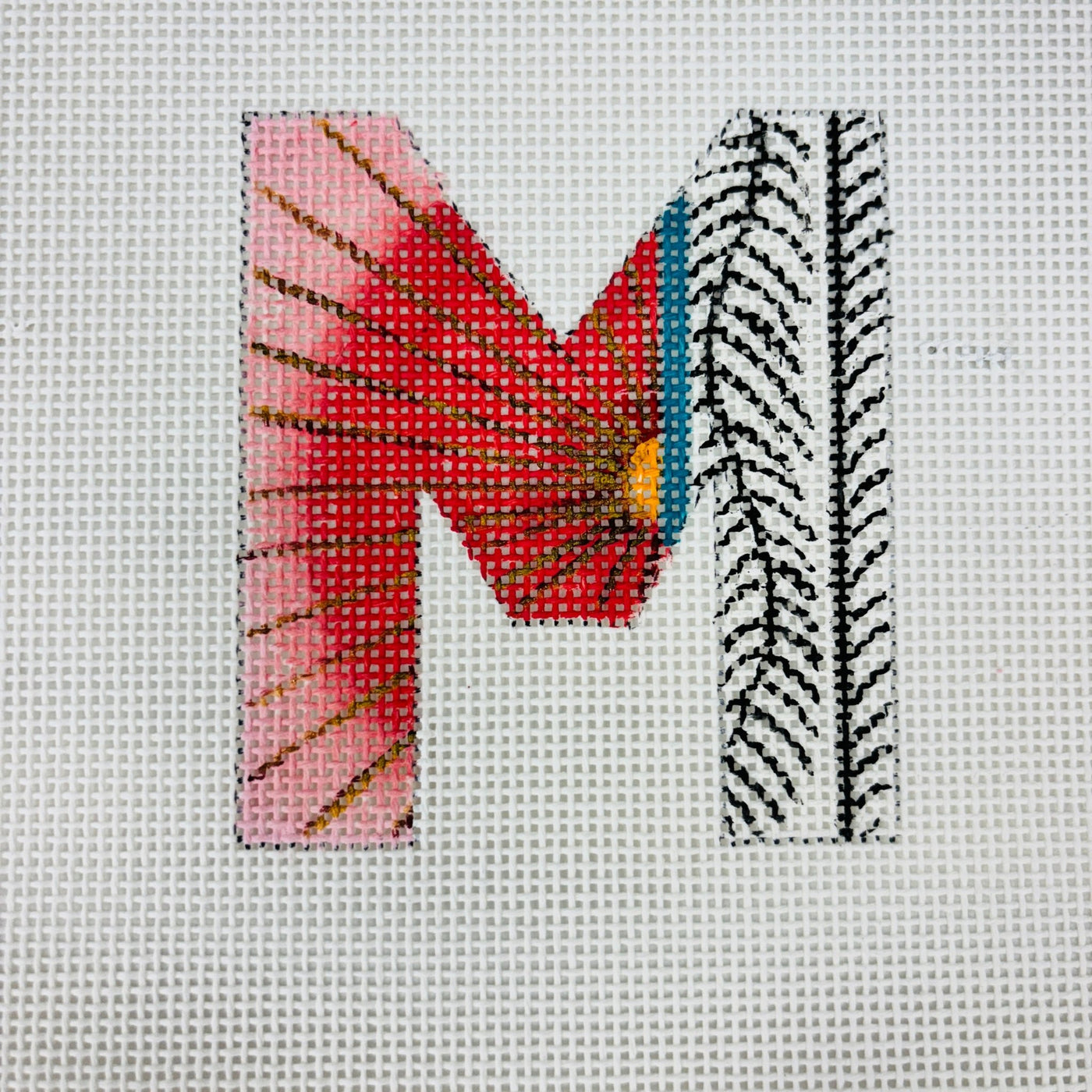 Letter M needlepoint canvas - Bargello Needlepoint