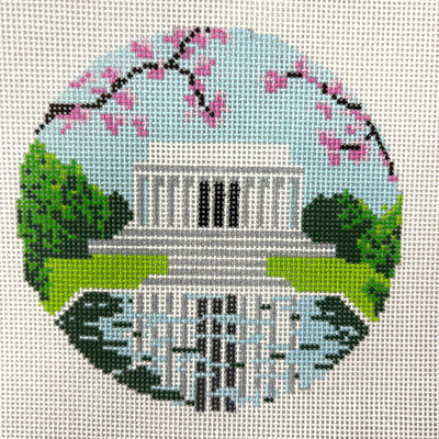 Lincoln Memorial with Cherry Blossoms Ornament needlepoint canvas - Bargello Needlepoint