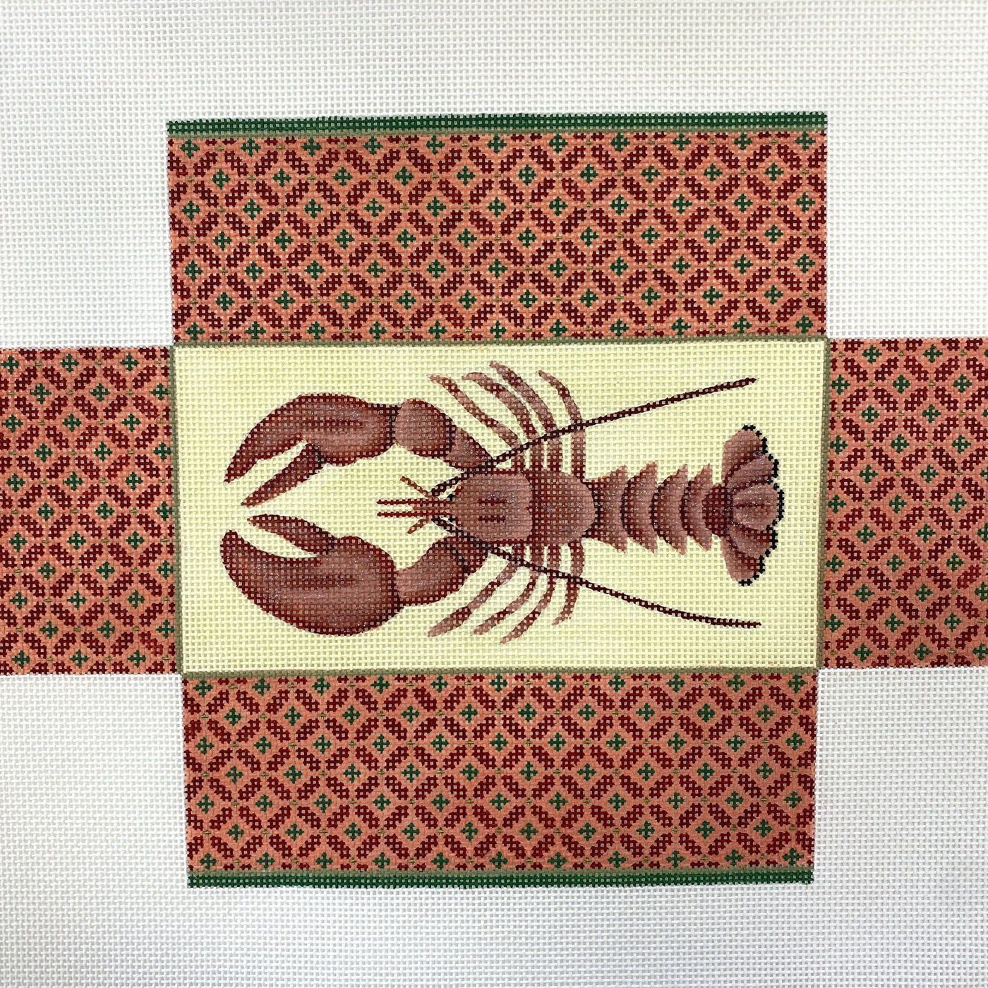 Linda's Elegant Lobster Brick Cover needlepoint canvas - Bargello Needlepoint