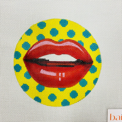 Lips Round needlepoint canvas - Bargello Needlepoint