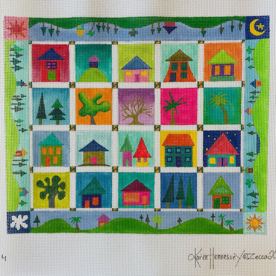 Little Houses needlepoint canvas - Bargello Needlepoint