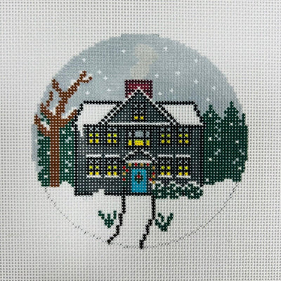 Little Women House Round/Ornament needlepoint canvas - Bargello Needlepoint