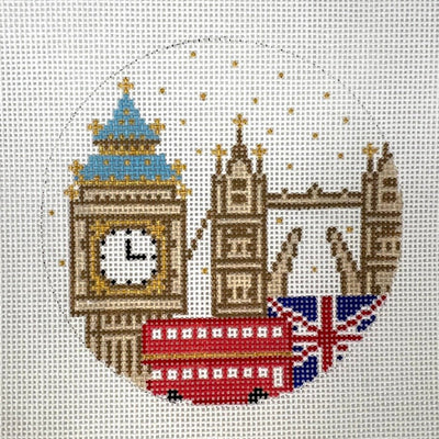 London Round Ornament needlepoint canvas - Bargello Needlepoint