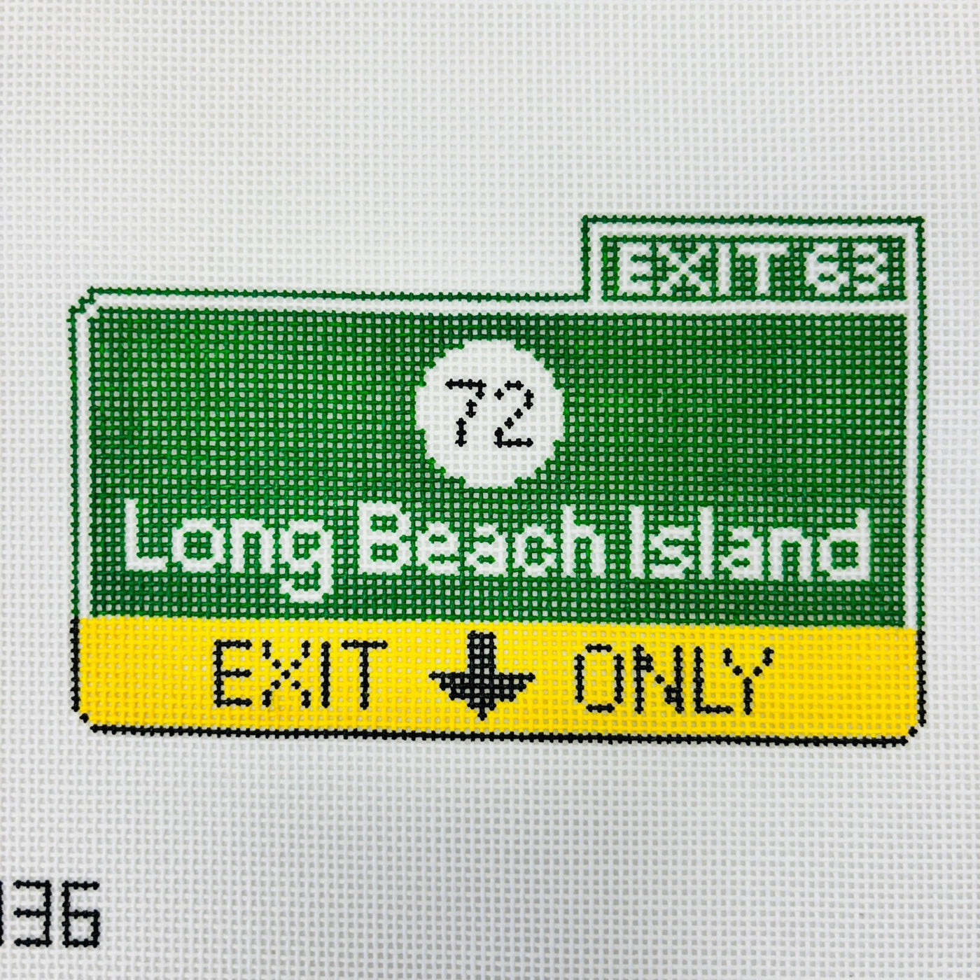 Long Beach Exit 63 Sign needlepoint canvas - Bargello Needlepoint