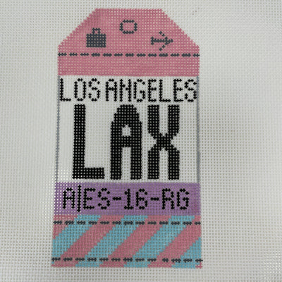 Los Angeles LAX Travel Tag needlepoint canvas - Bargello Needlepoint