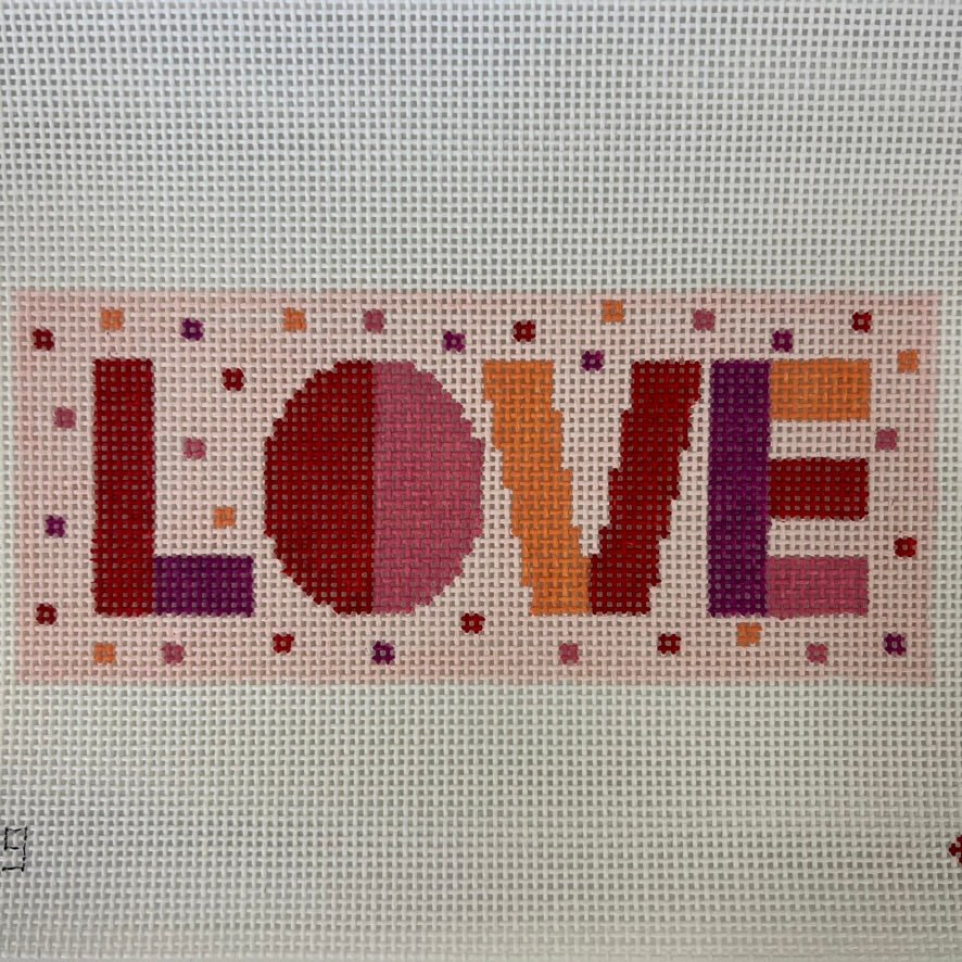 LOVE Block Confetti Eyeglass Case needlepoint canvas - Bargello Needlepoint