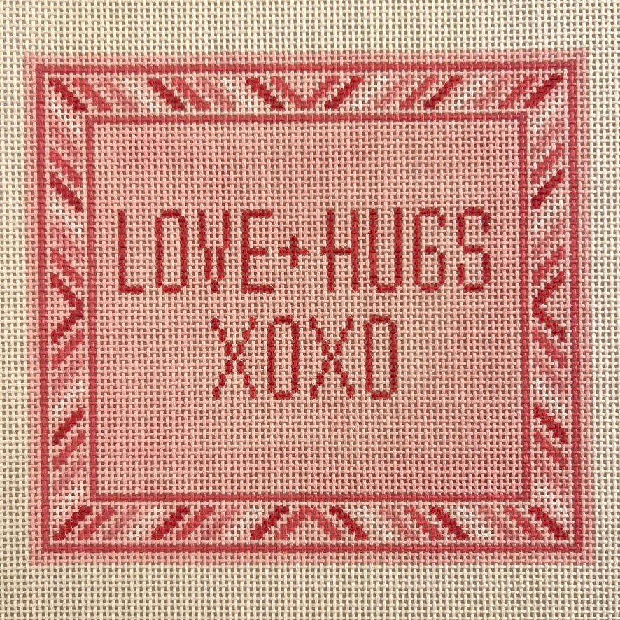 Love + Hugs XOXO needlepoint canvas - Bargello Needlepoint