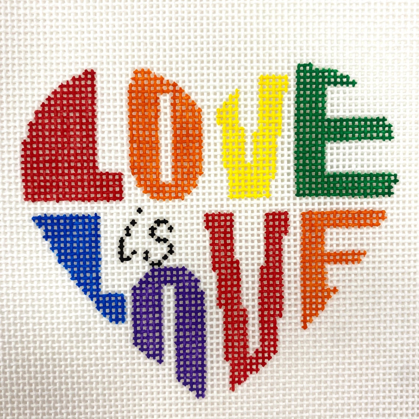 Love is Love heart needlepoint canvas - Bargello Needlepoint