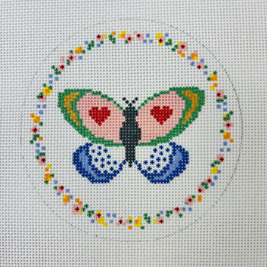 Lovebug Butterfly needlepoint canvas - Bargello Needlepoint