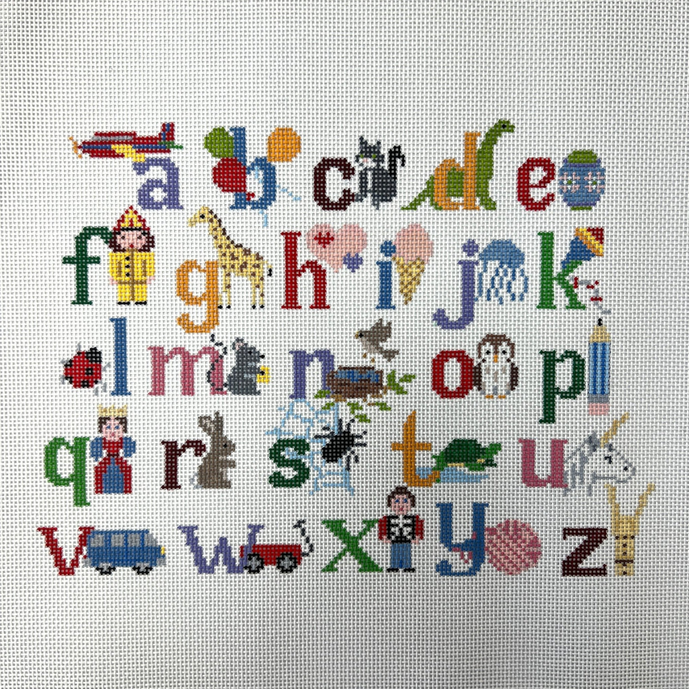 Lower Case Alphabet A is for Airplane needlepoint canvas - Bargello Needlepoint