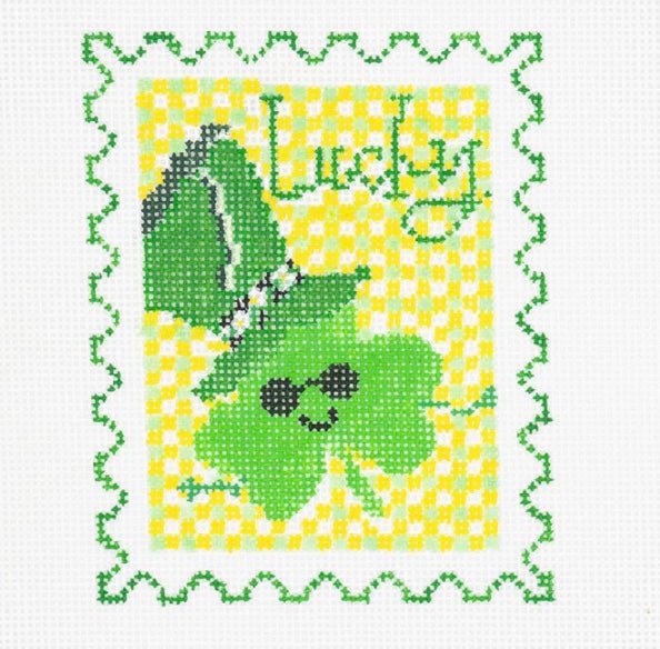 Lucky Stamp needlepoint canvas - Bargello Needlepoint