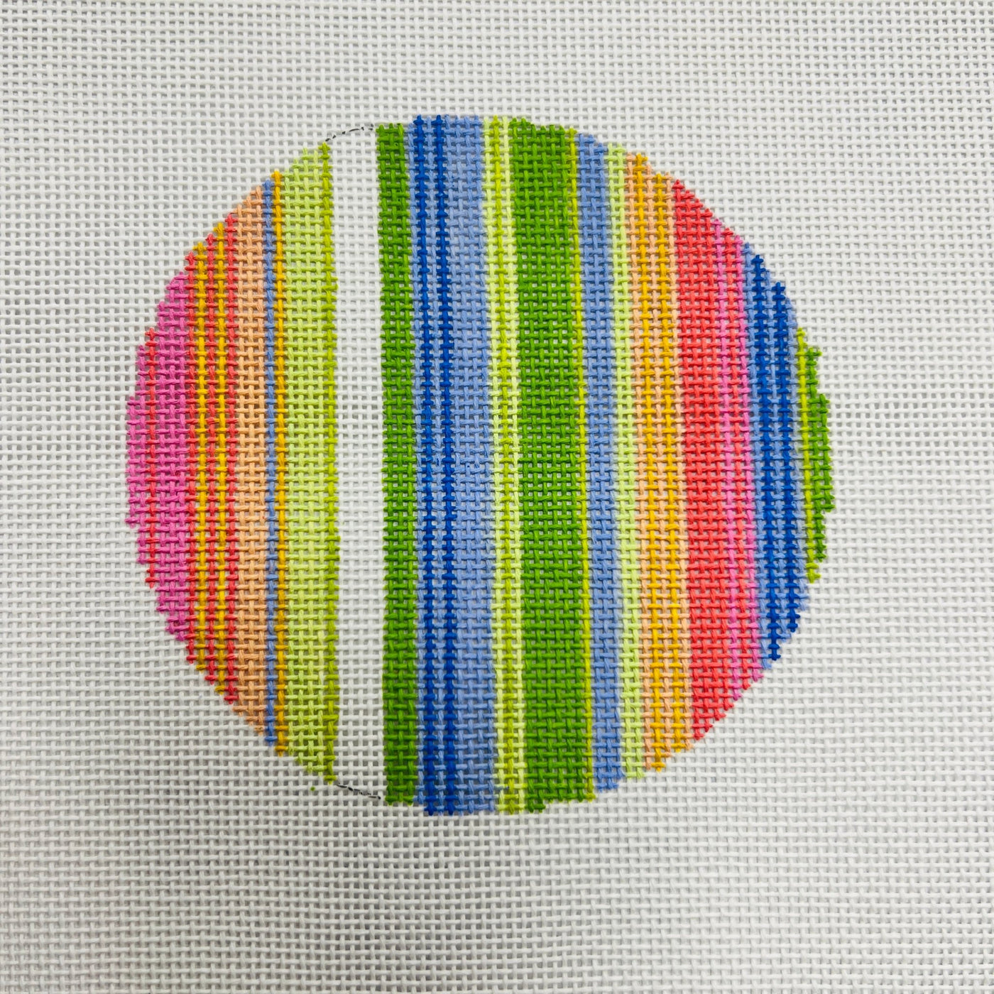 Lulu Stripes Ornament/ Round Insert needlepoint canvas - Bargello Needlepoint