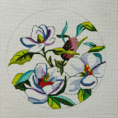 Magnolias Round Insert needlepoint canvas - Bargello Needlepoint