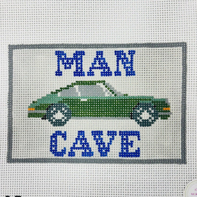 Man Cave - Green Porsche needlepoint canvas - Bargello Needlepoint