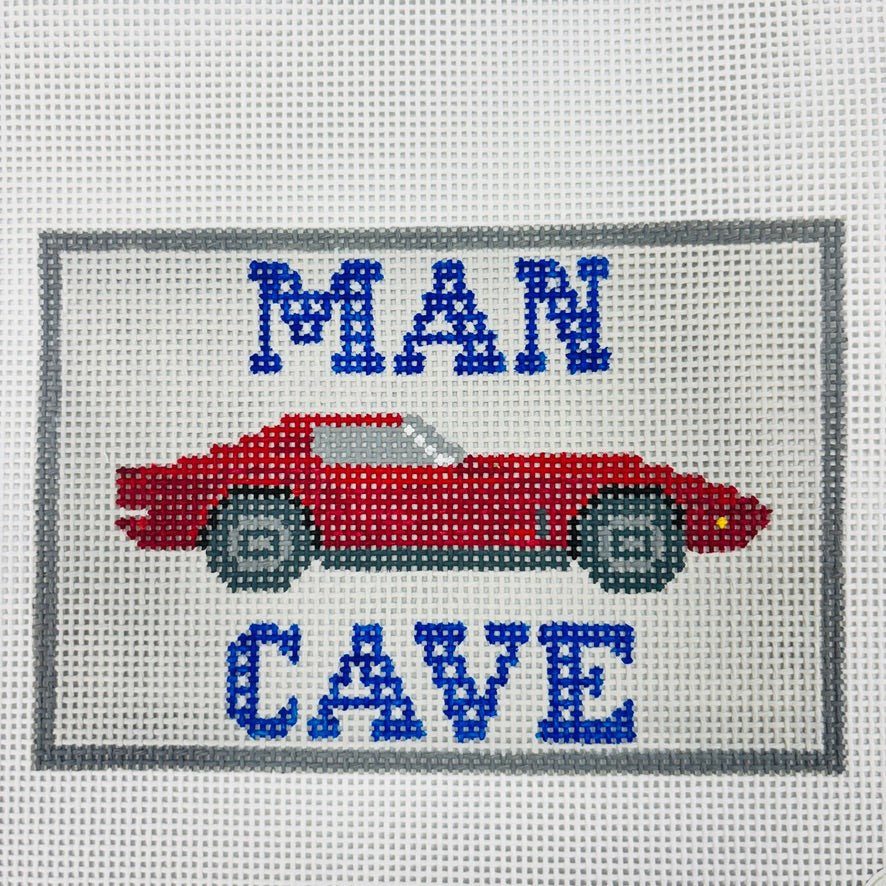 Man Cave - Red Corvette needlepoint canvas - Bargello Needlepoint