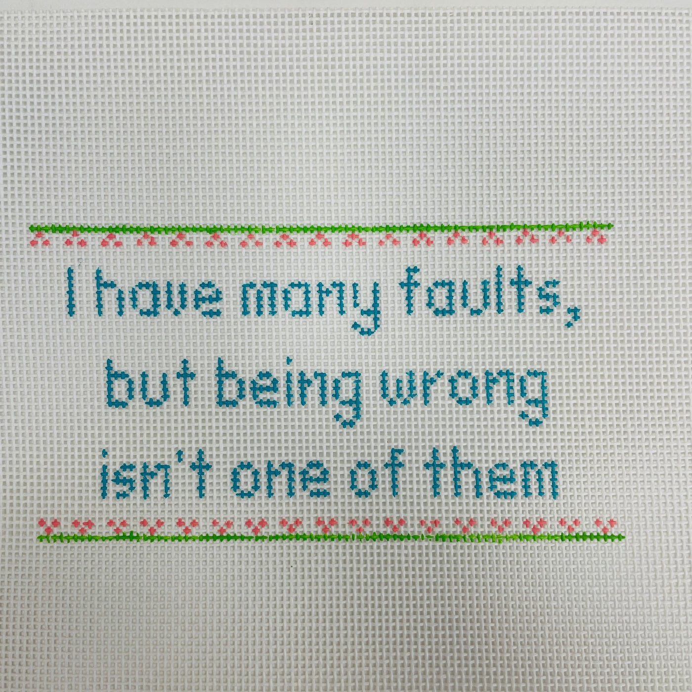 Many Faults but Not Wrong needlepoint canvas - Bargello Needlepoint