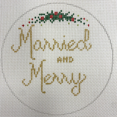 Married and Merry Ornament with Stitch Guide needlepoint canvas - Bargello Needlepoint