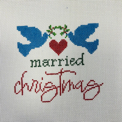 Married Christmas needlepoint canvas - Bargello Needlepoint