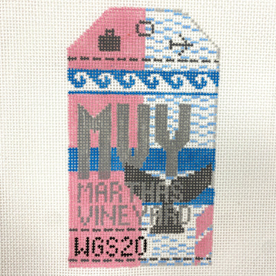 Martha's Vineyard MVY Travel Tag needlepoint canvas - Bargello Needlepoint