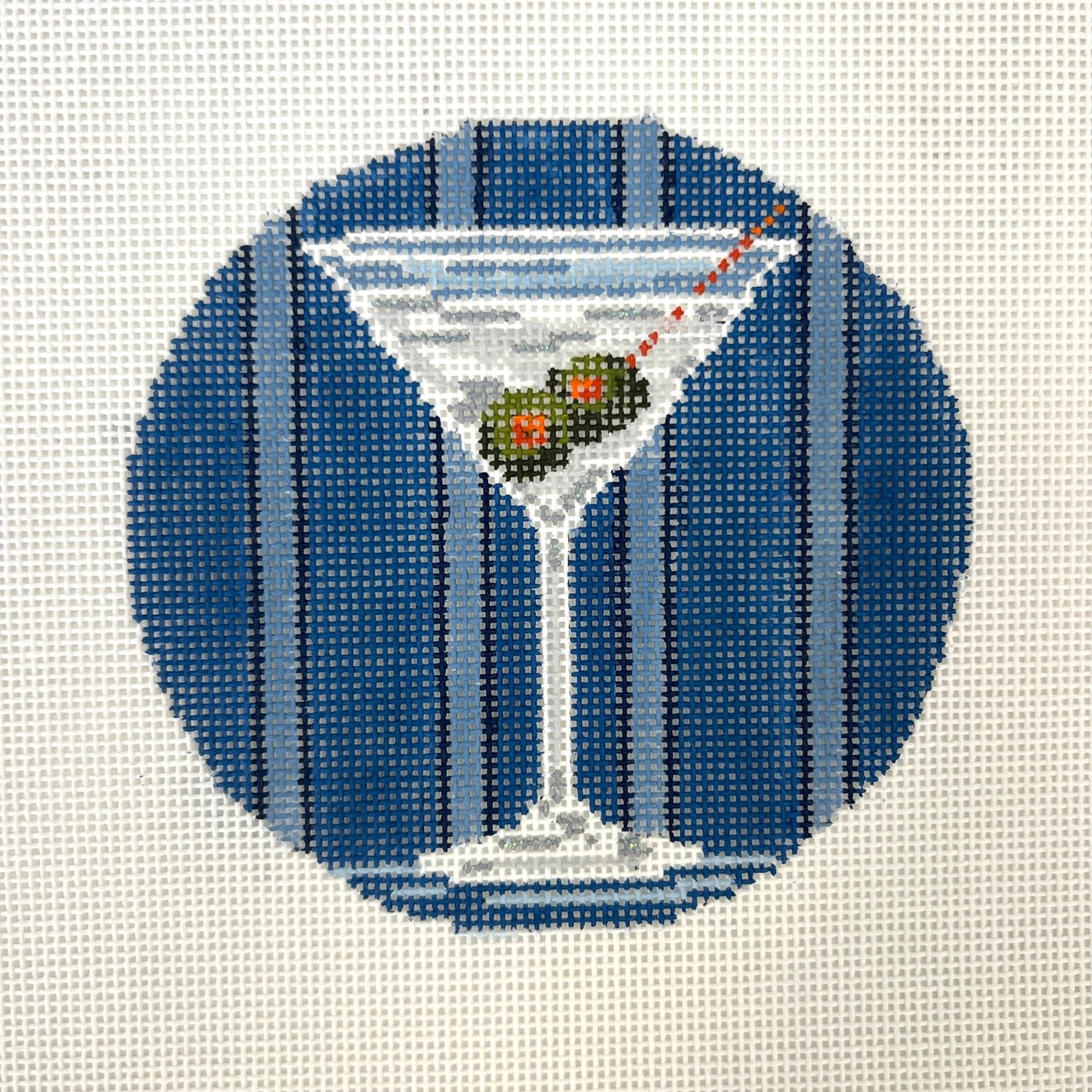 Martini Round/Coaster needlepoint canvas - Bargello Needlepoint