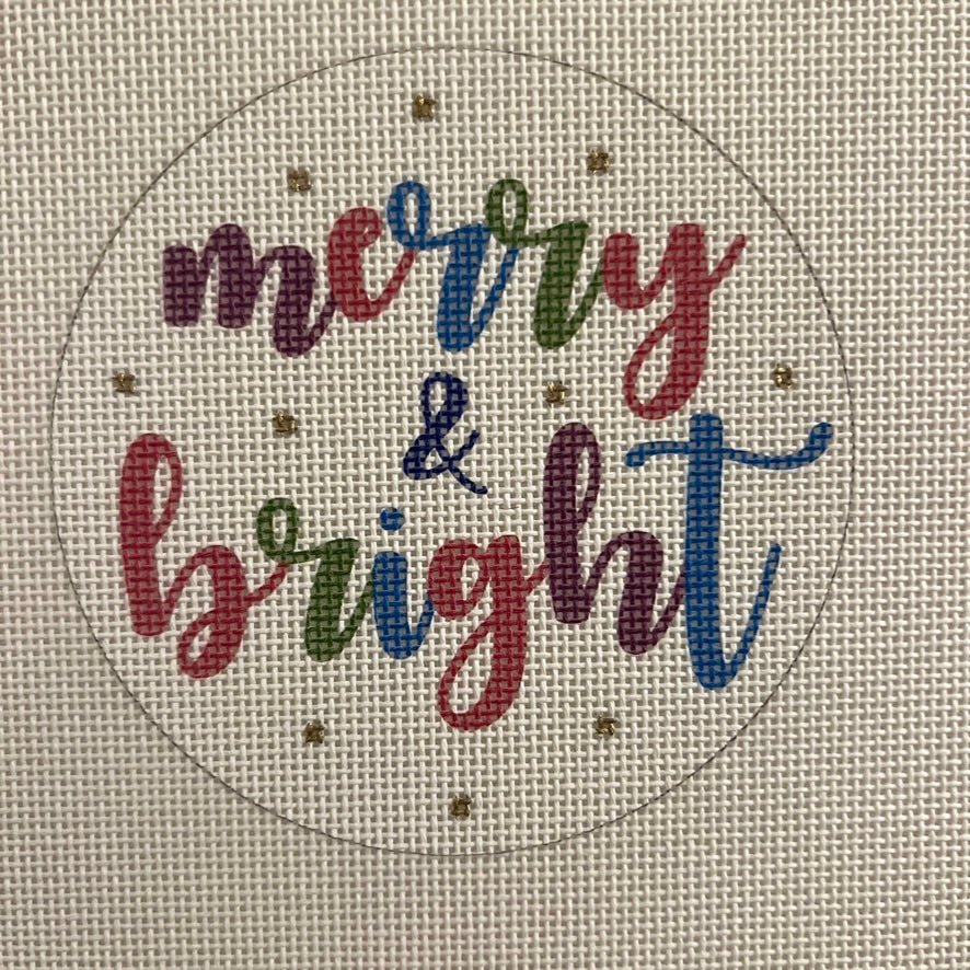 Merry & Bright on White Ornament needlepoint canvas - Bargello Needlepoint